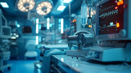 Fototapeta premium Detailed Medical Equipment in a High Tech Operating Room