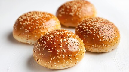 Tasty burger buns on a white background