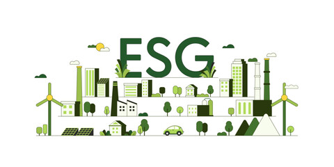 Sustainable of Green ecology and environment concept. ESG as environmental, social and governance concept. Flat Vector illustration.