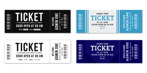 Admit one ticket design template. Concert, party or festival ticket design template. Ticket isolated on white background