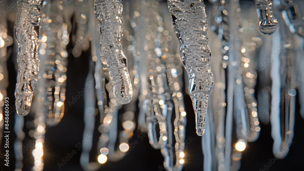 Poster Each delicate icicle is uniquely textured with a glossy sheen that adds to their dazzling appearance.