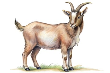 goat pencil hand drawn isolated white background