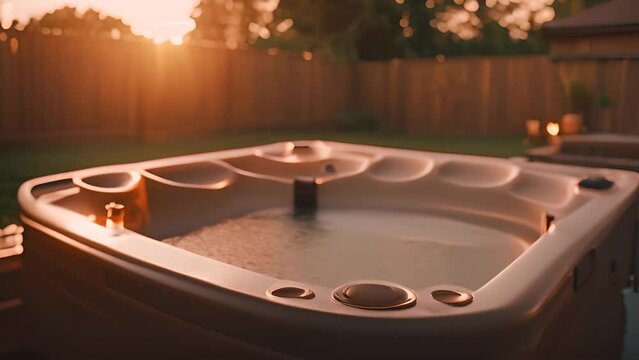 Hot Tub At Sunset Generative AI