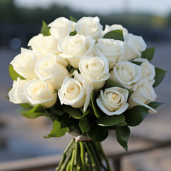 Obraz premium Elegant Bouquet of White Roses Timeless Beauty in Floral Harmony Graceful White Roses Arrangement Pure and Serene Rose Bouquet