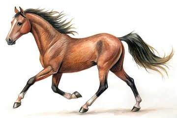 run horse pencil hand drawn isolated white background