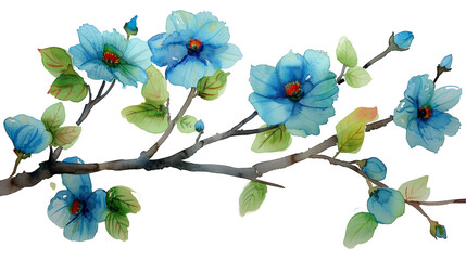 Blue Flowers on White Background