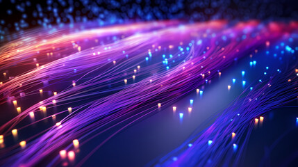 Fototapeta premium Close up of glowing fiber optic cables