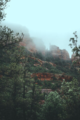 sedona mountains on a low cloudy day