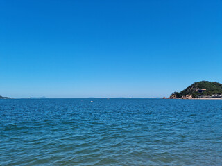 
Blue sky and blue sea.