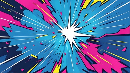 Fototapeta premium Comic abstract pop art background featuring a thunder illustration 