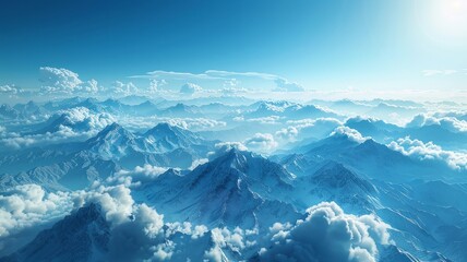 Snowy Mountain Peaks Above the Clouds
