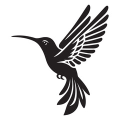Hummingbird Vector silhouette black on white background