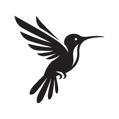 Hummingbird Vector silhouette black on white background