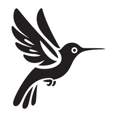 Hummingbird Vector silhouette black on white background