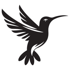 Hummingbird Vector silhouette black on white background