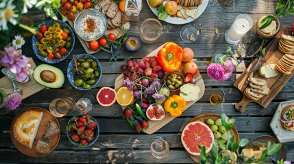 Fototapeta premium Exploring the abundant culinary delights and fresh flavors of summer in vibrant detail