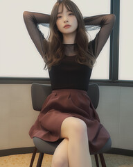 椅子に座る美しい女性