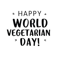 Happy World Vegetarian Day Silhouette Typography