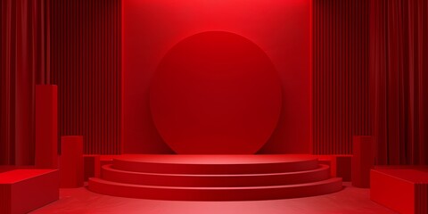 photo podium stage product mockup studio colors  red, Hd, 2:1, design, stage, product, podium, background, empty, 