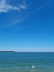 Obraz premium Blue sky and blue sea.