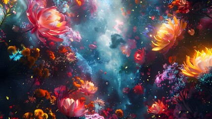 Immersive Digital Landscapes of Abstract Virtual Reality Environments with Vivid Hues and High Detail Designs