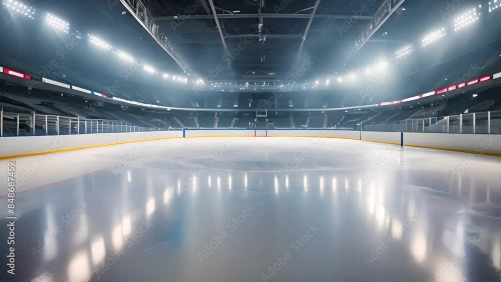 Poster empty hockey rink before game generative ai