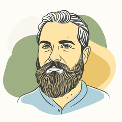 Handsome face man beard man emblem icon. bearded men face. Haircuts, beards, mustaches  vector illustration
