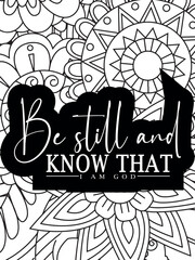 Faith Quotes Flower Coloring Page Beautiful black and white illustration for adult coloring book