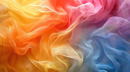 Obraz premium Vibrant multicolored silk fabric with abundant folds