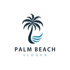 Tropical Beach Palm Tree Logo Design