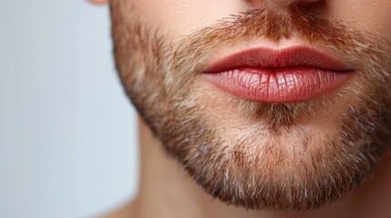 Obraz premium Detailed close-up of a mans face showing his well-groomed beard.