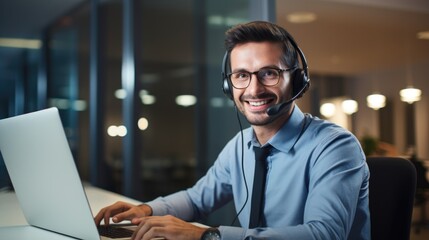 Customer service representative working at a call center