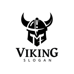 Viking Warrior Helmet Logo Design Template