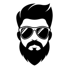 Mustache and Sunglasses Logo Design Vector silhouette illustration.