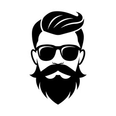 Mustache and Sunglasses Logo Design Vector silhouette illustration.