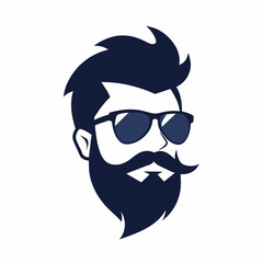 Mustache and Sunglasses Logo Design Vector silhouette illustration.