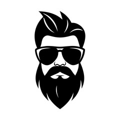 Mustache and Sunglasses Logo Design Vector silhouette illustration.