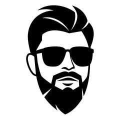 Mustache and Sunglasses Logo Design Vector silhouette illustration.