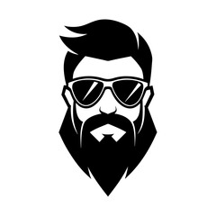 Mustache and Sunglasses Logo Design Vector silhouette illustration.