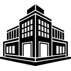 Architecture, building, commercial icon silhouette vector illustration.