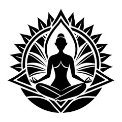 yoga logo icon silhouette vector style with white background.