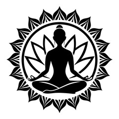 yoga logo icon silhouette vector style with white background.