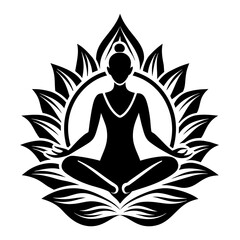yoga logo icon silhouette vector style with white background.