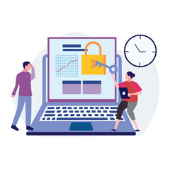 The boy and the girl are discussing about computer security.