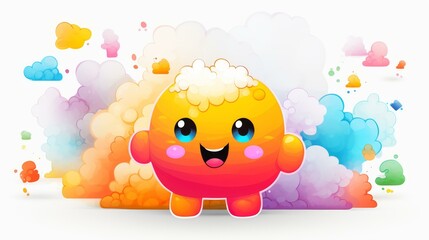 Fototapeta premium Get creative with a cute, colorful character and speech bubbles using Generative AI technology.