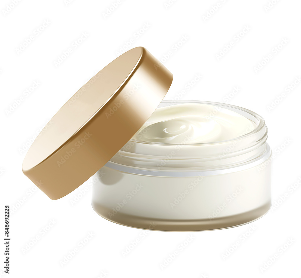 Wall mural cosmetic cream in open pot, isolated on transparent or white background, png.