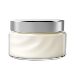 Cosmetic jar glass container with body, face cream or lotion. isolated on transparent or white background, png.