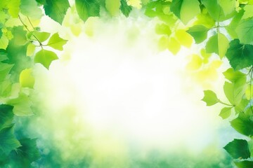 Obraz premium Lush green background with leaves and sunlight
