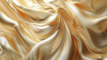 Obraz premium Fine detail close-up of an exclusive cream product, gradient color design, dark gold background, exuding luxury