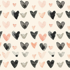 Tons of Hearts all kinds of shapes and sizes: Colorful Watercolor Seamless Pattern Wallpaper Curtain Bedding Upholstery White Background Vector